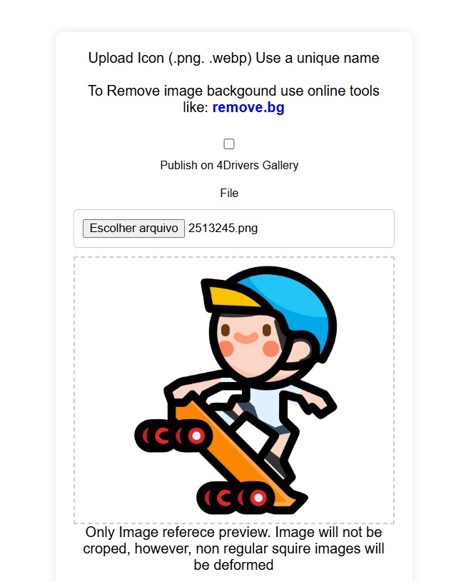 Uploading Icons
